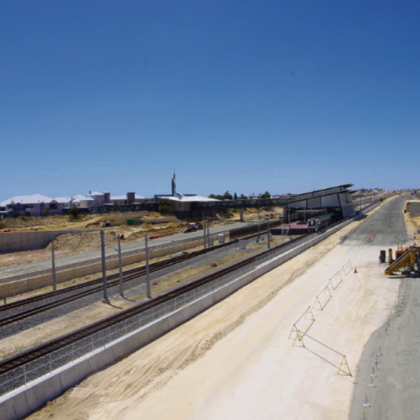 Construction worker working on train tracks, atlantist two rocks.