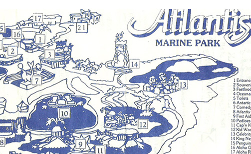 map circa 1970 Atlantis Marine Park